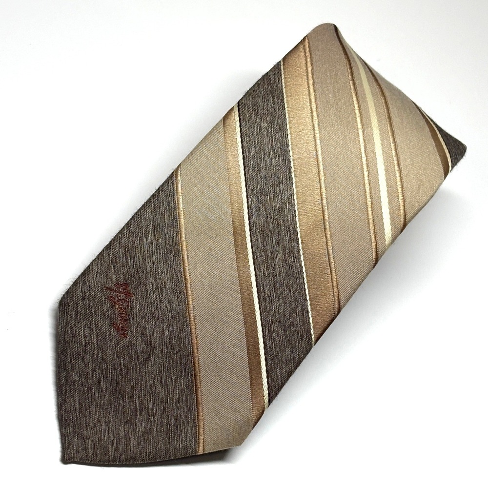 Allyn St George Necktie Mens OS Brown Tan Striped Textured Business Corporate